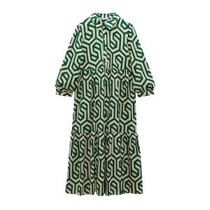 NEVER WORN Zara Green Print Maxi Dress